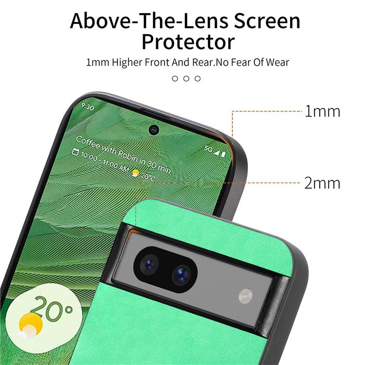 For Google Pixel 7 5G Leather Back Case Compatible with MagSafe Skin-Touch Phone Cover - Green