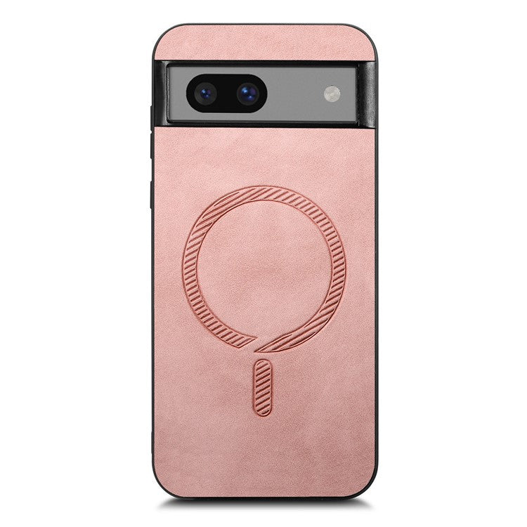 For Google Pixel 7 5G Leather Back Case Compatible with MagSafe Skin-touch Phone Cover - Pink