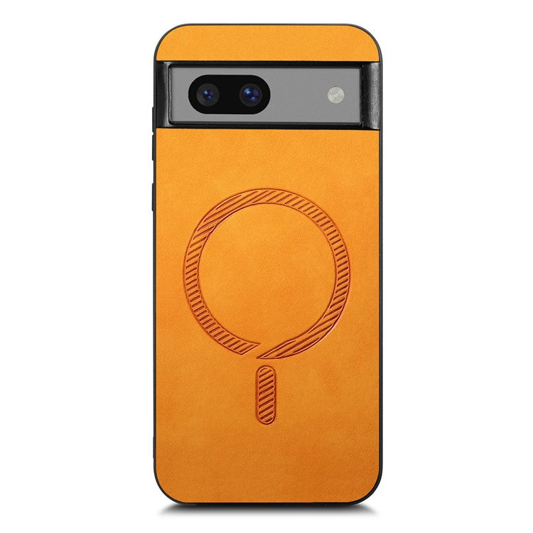 For Google Pixel 7 5G Leather Back Case Compatible with MagSafe Skin-touch Phone Cover - Yellow