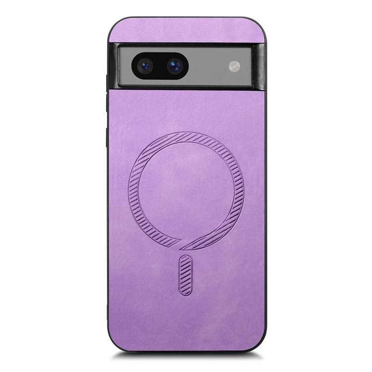 For Google Pixel 7 5G Leather Back Case Compatible with MagSafe Skin-touch Phone Cover - Purple