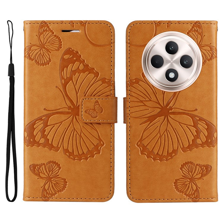 KT Imprinting Flower Series-2 For Oppo Reno12 F 4G Case Wallet Flip Leather Butterfly Phone Cover - Yellow