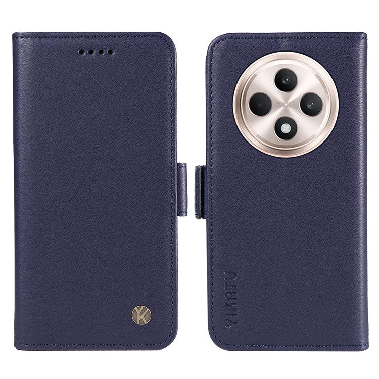 YIKATU YK-003 For Oppo Reno12 F 4G Case Wallet Leather Phone Cover Sided-Magnetic Clasp - Sapphire