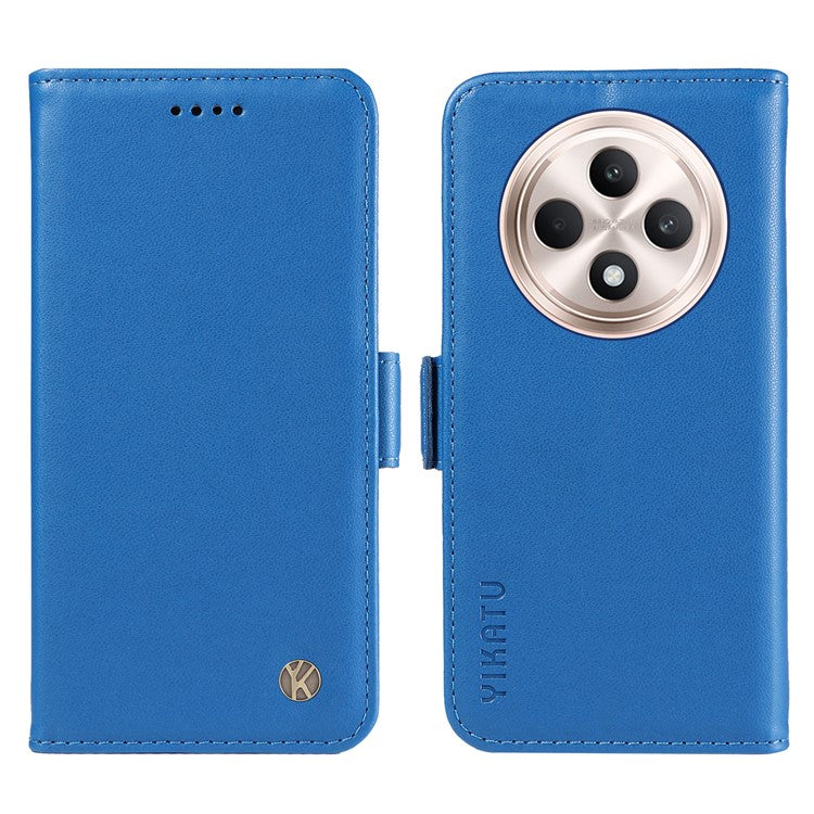 YIKATU YK-003 For Oppo Reno12 F 4G Case Wallet Leather Phone Cover Sided-Magnetic Clasp - Sky Blue