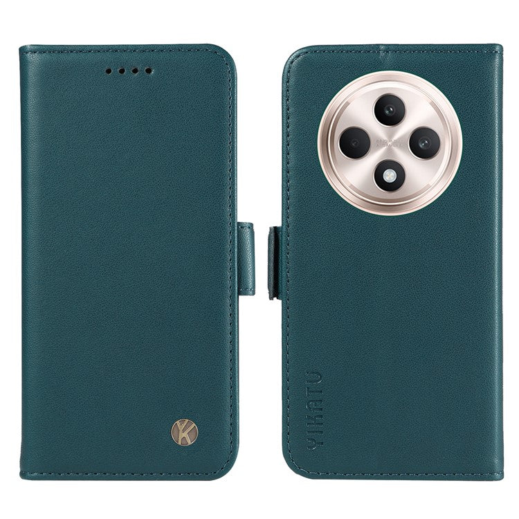 YIKATU YK-003 For Oppo Reno12 F 4G Case Wallet Leather Phone Cover Sided-Magnetic Clasp - Green