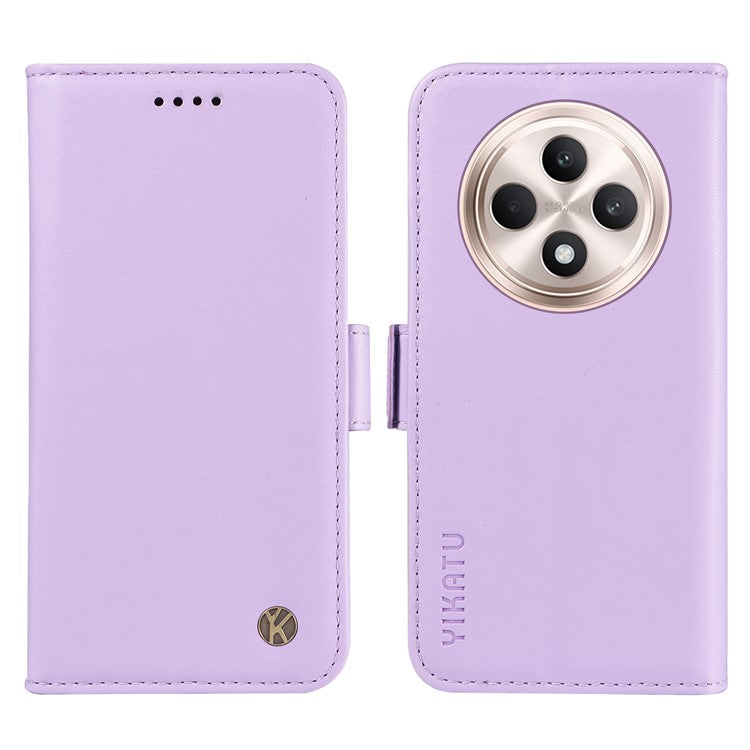 YIKATU YK-003 For Oppo Reno12 F 4G Case Wallet Leather Phone Cover Sided-Magnetic Clasp - Light Purple