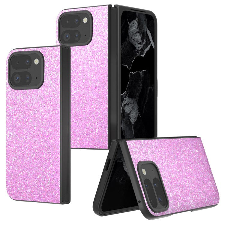 For Google Pixel 9 Pro Fold 5G Case Colored Glitter Leather+PC Phone Cover - Rose