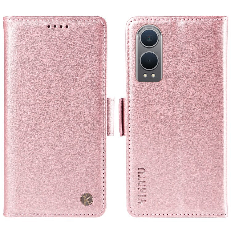 YIKATU YK-003 For OnePlus Nord CE4 Lite 5G / Oppo K12x 5G (China) Case Card Holder Stand Leather Phone Cover - Rose Gold