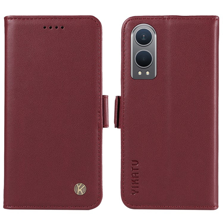 YIKATU YK-003 For OnePlus Nord CE4 Lite 5G / Oppo K12x 5G (China) Case Card Holder Stand Leather Phone Cover - Wine Red