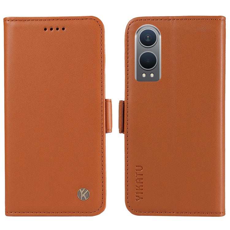 YIKATU YK-003 For OnePlus Nord CE4 Lite 5G / Oppo K12x 5G (China) Case Card Holder Stand Leather Phone Cover - Brown