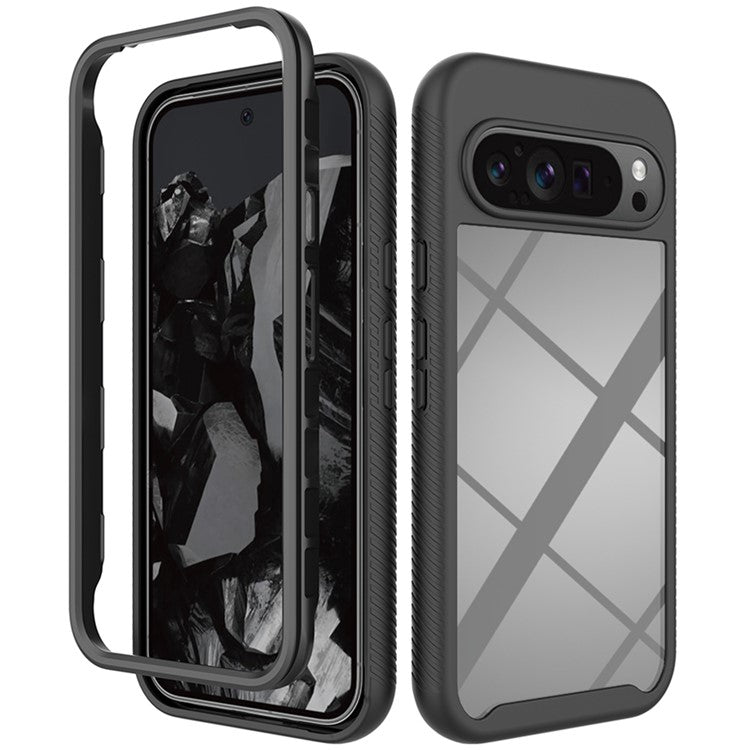 For Google Pixel 9 Pro XL Case Anti-Drop 2-in-1 PC+TPU Phone Cover - Black