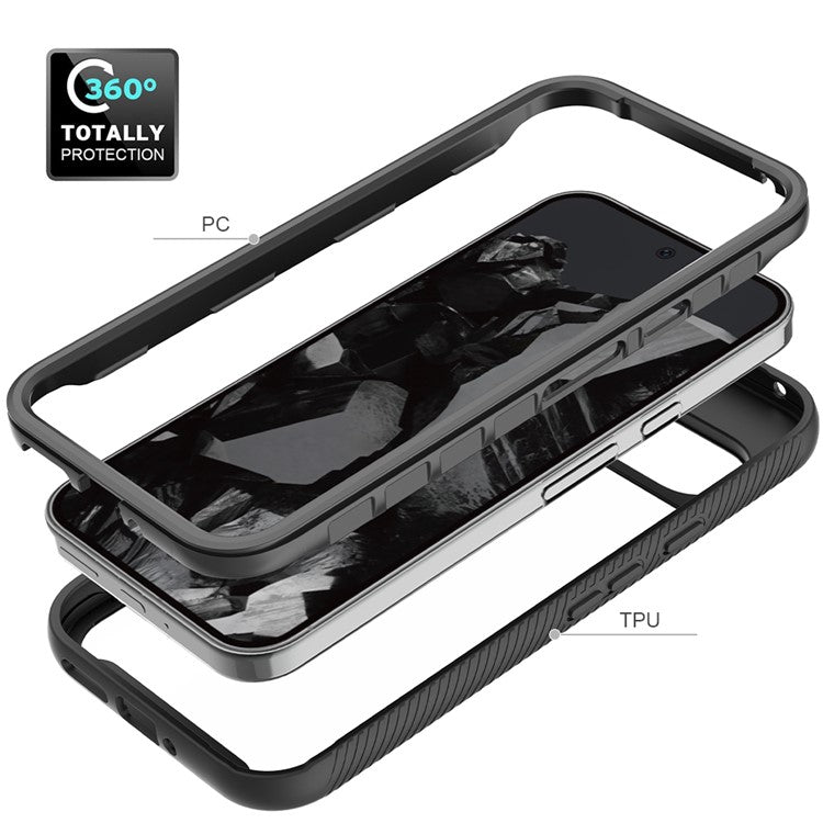 For Google Pixel 9 Pro XL Case Anti-Drop 2-in-1 PC+TPU Phone Cover - Black