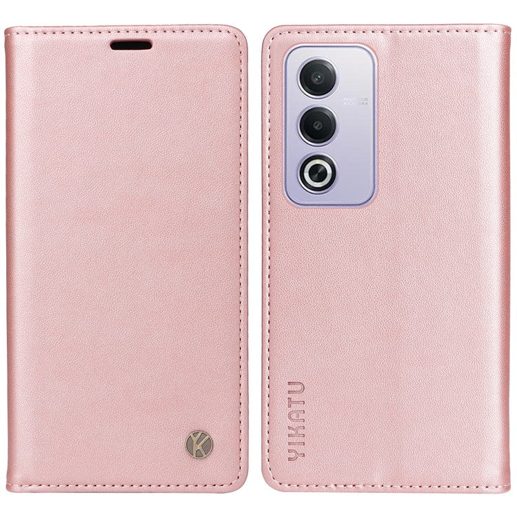 YIKATU YK-001 For Oppo A3 Pro (Global) 5G  /  A3 Pro (India) 5G Case Stand Leather Phone Cover Strong Magnetic Closure - Rose Gold