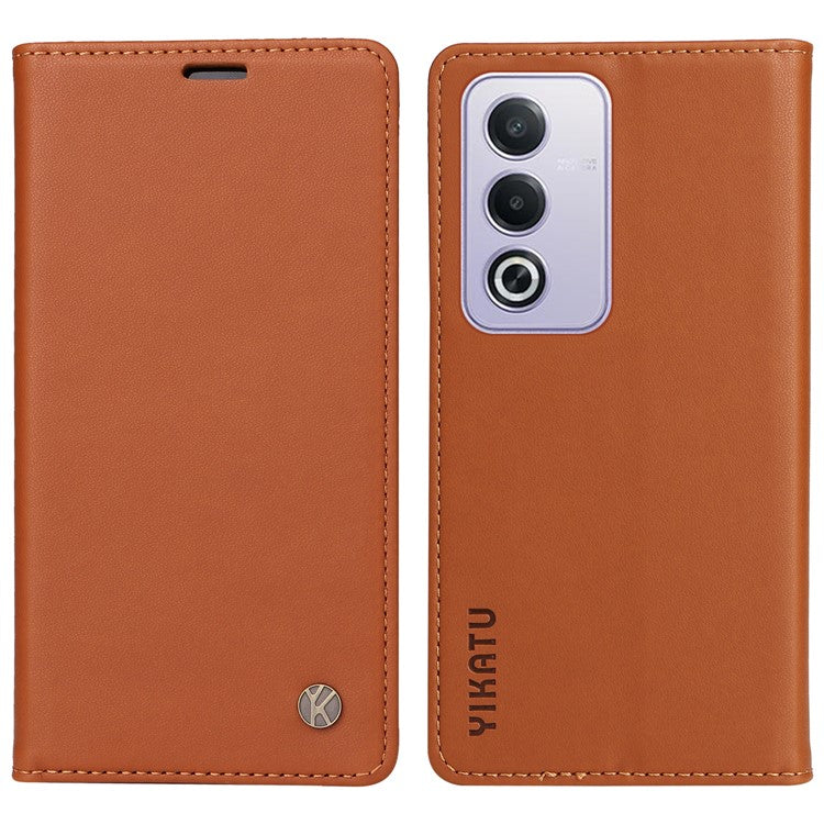 YIKATU YK-001 For Oppo A3 Pro (Global) 5G  /  A3 Pro (India) 5G Case Stand Leather Phone Cover Strong Magnetic Closure - Brown