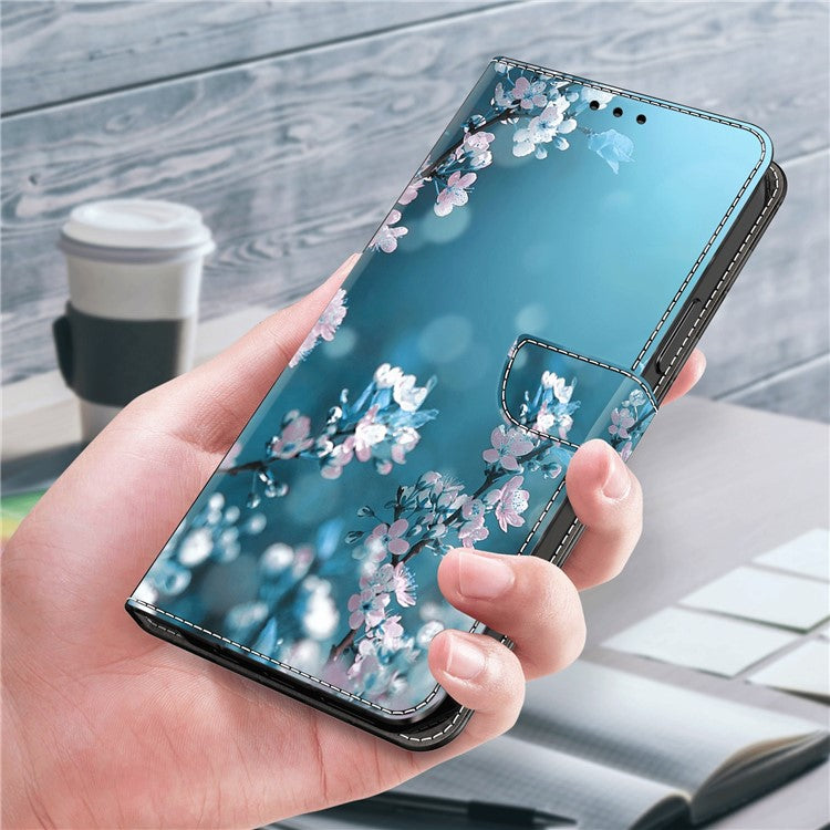 For Google Pixel 8a Case 3D Pattern PU Leather Wallet Phone Cover with Stand - Plum Blossoms