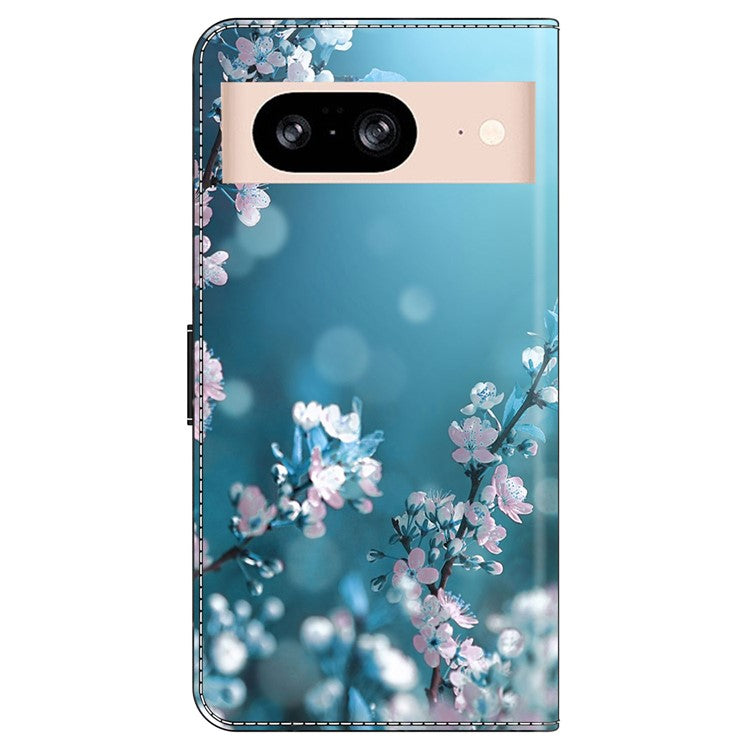 For Google Pixel 8a Case 3D Pattern PU Leather Wallet Phone Cover with Stand - Plum Blossoms