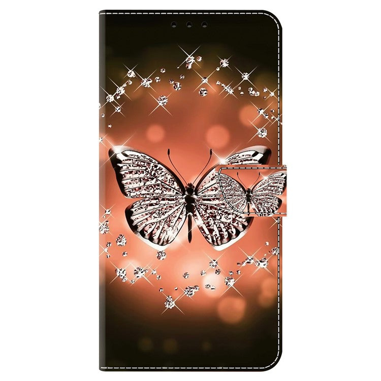 For Google Pixel 8a Case 3D Pattern PU Leather Wallet Phone Cover with Stand - Crystal Butterfly