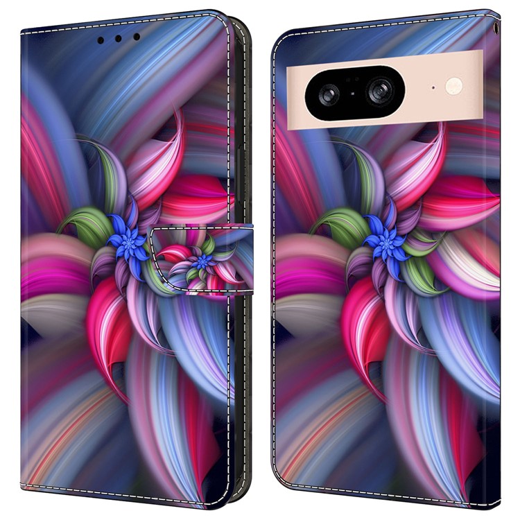 For Google Pixel 8a Case 3D Pattern PU Leather Wallet Phone Cover with Stand - Colorful Flowers