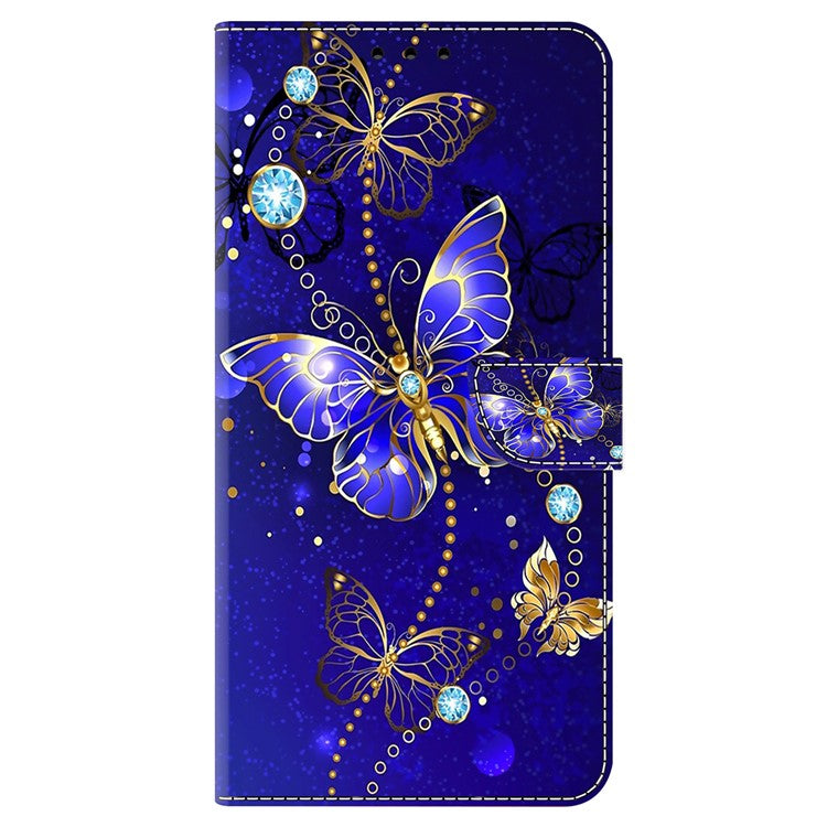 For Google Pixel 8a Case 3D Pattern PU Leather Wallet Phone Cover with Stand - Diamond Butterfly