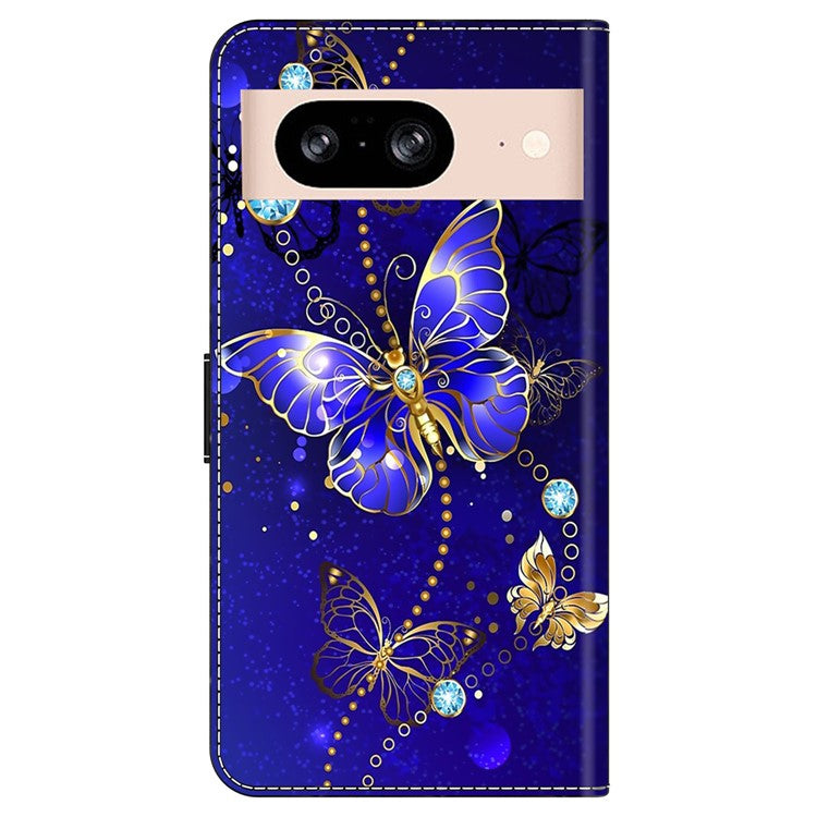 For Google Pixel 8a Case 3D Pattern PU Leather Wallet Phone Cover with Stand - Diamond Butterfly