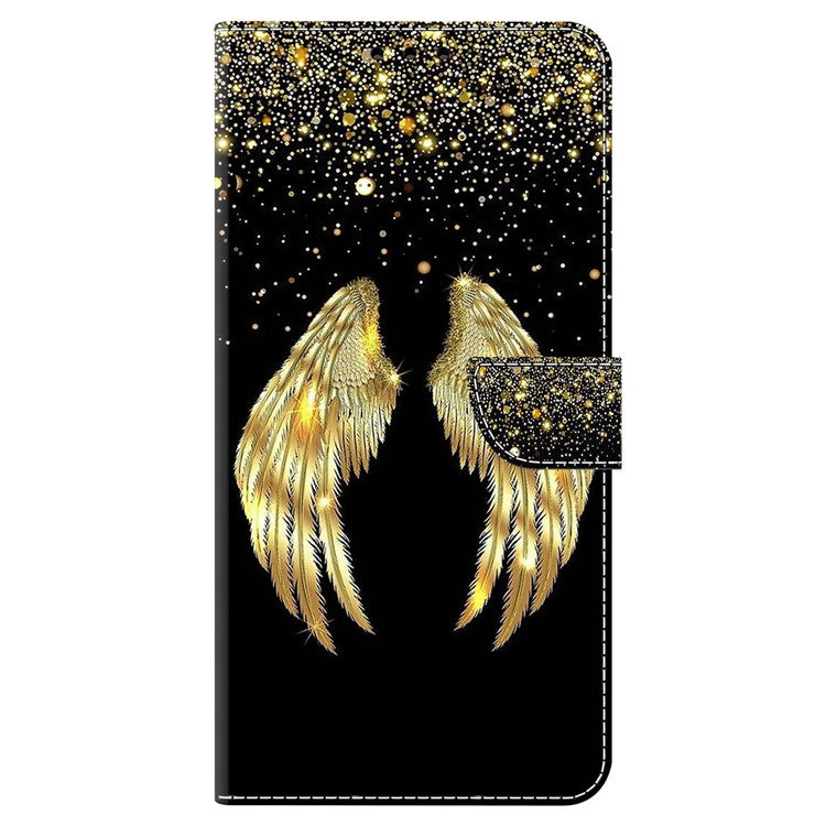 For Google Pixel 8a Case 3D Pattern PU Leather Wallet Phone Cover with Stand - Gold Wing