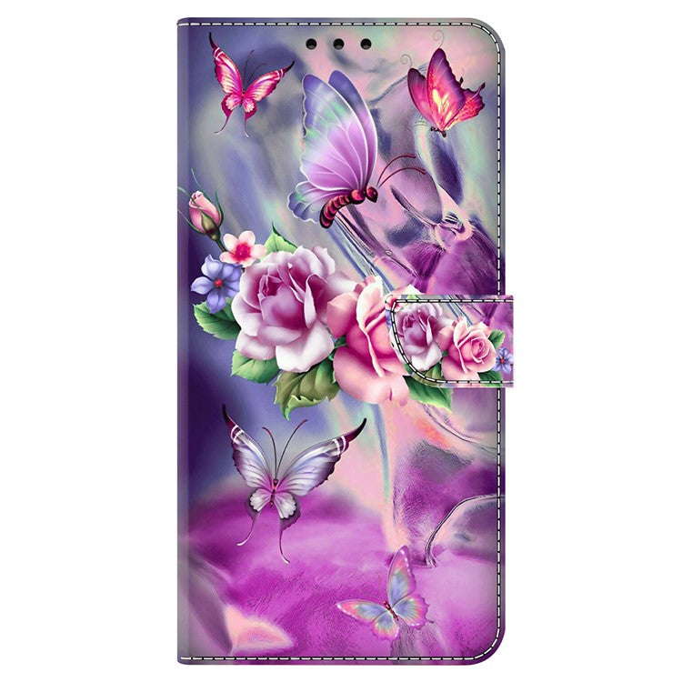 For Google Pixel 8a Case 3D Pattern PU Leather Wallet Phone Cover with Stand - Butterflies / Flowers