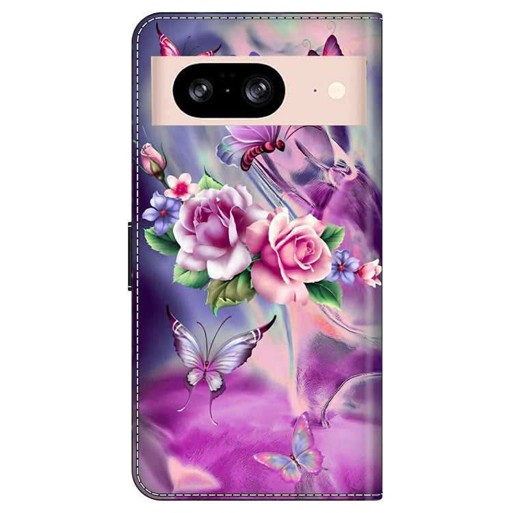 For Google Pixel 8a Case 3D Pattern PU Leather Wallet Phone Cover with Stand - Butterflies / Flowers