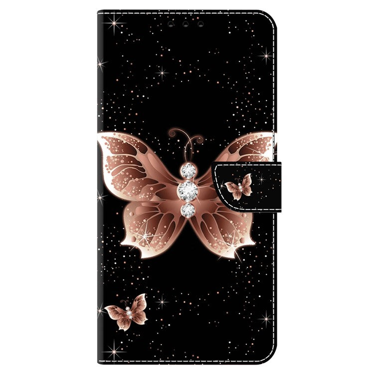 For Google Pixel 8a Case 3D Pattern PU Leather Wallet Phone Cover with Stand - Pink Diamond Butterfly