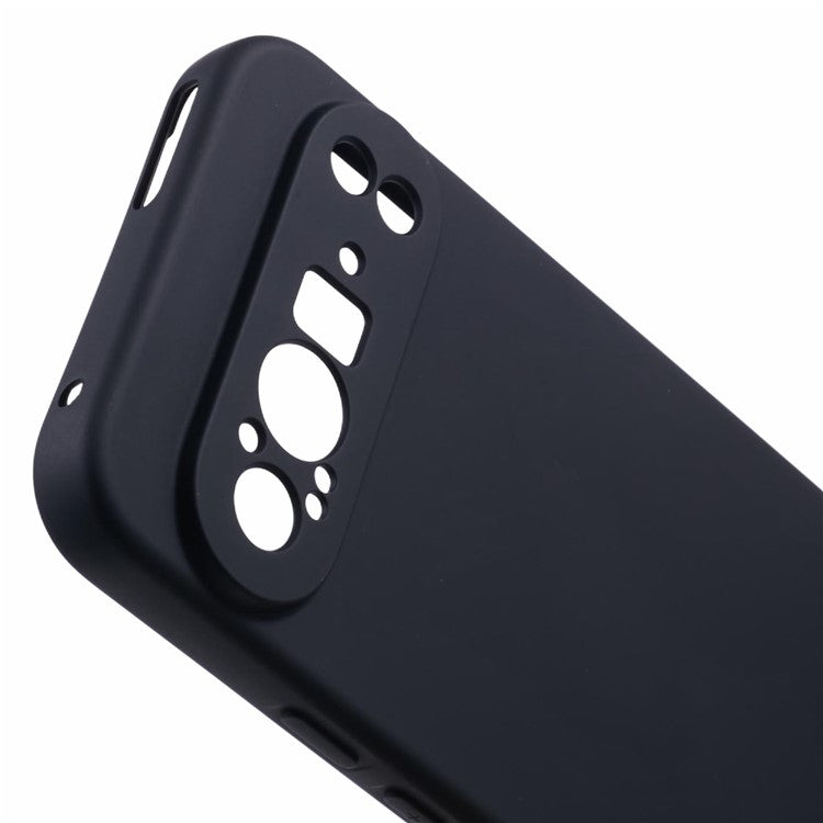 For Google Pixel 9 Pro Case TPU Back Soft Anti-Scratch Fiber Lining Phone Cover - Black