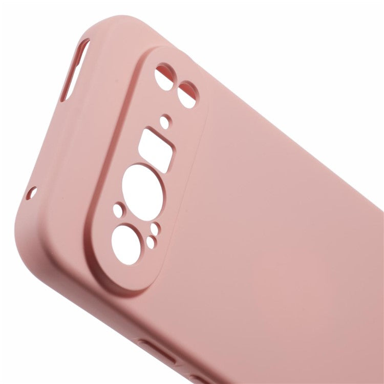 For Google Pixel 9 Pro Case TPU Back Soft Anti-Scratch Fiber Lining Phone Cover - Pink