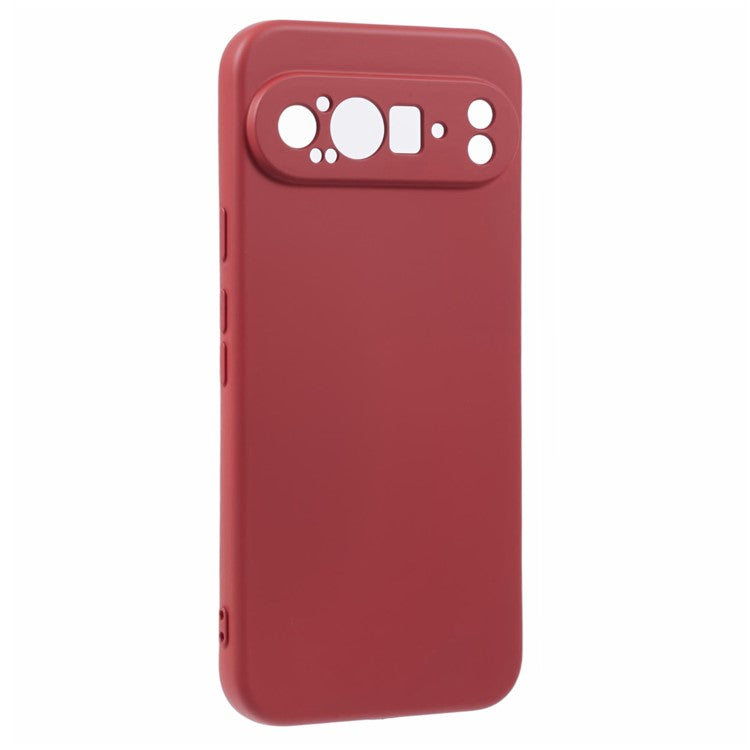 For Google Pixel 9 Pro Case TPU Back Soft Anti-Scratch Fiber Lining Phone Cover - Hawthorn Red