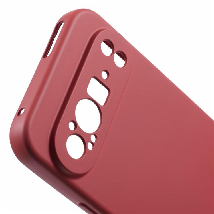 For Google Pixel 9 Pro Case TPU Back Soft Anti-Scratch Fiber Lining Phone Cover - Hawthorn Red