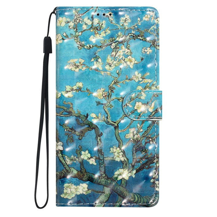 For Google Pixel 9 Pro XL Case PU Leather 3D Pattern Printing Wallet Phone Cover - Apricot Blossom