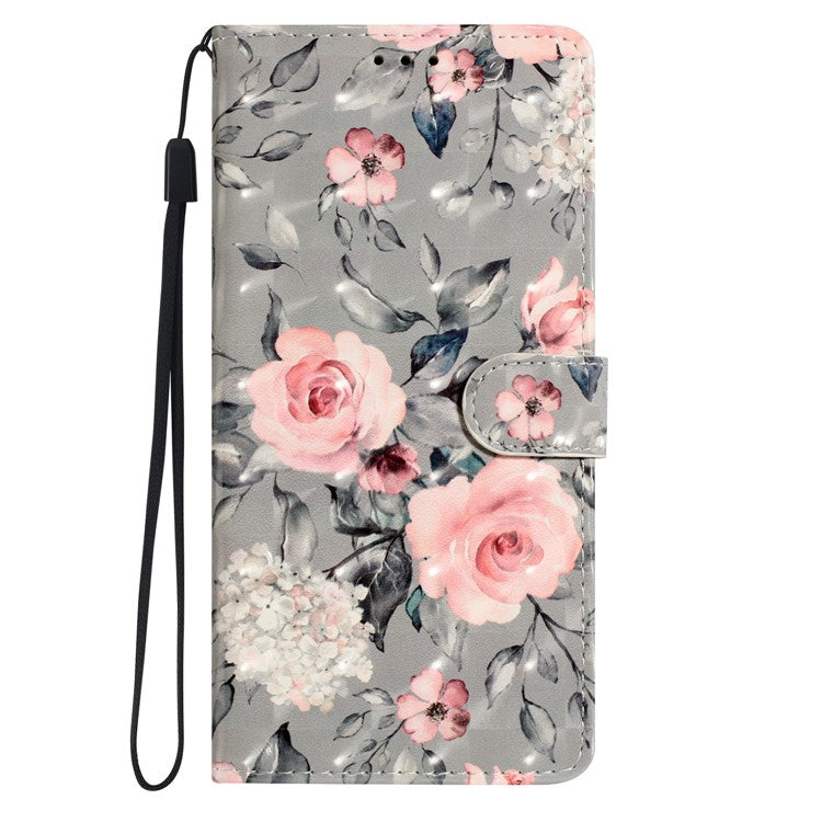 For Google Pixel 9 Pro XL Case PU Leather 3D Pattern Printing Wallet Phone Cover - Flowers