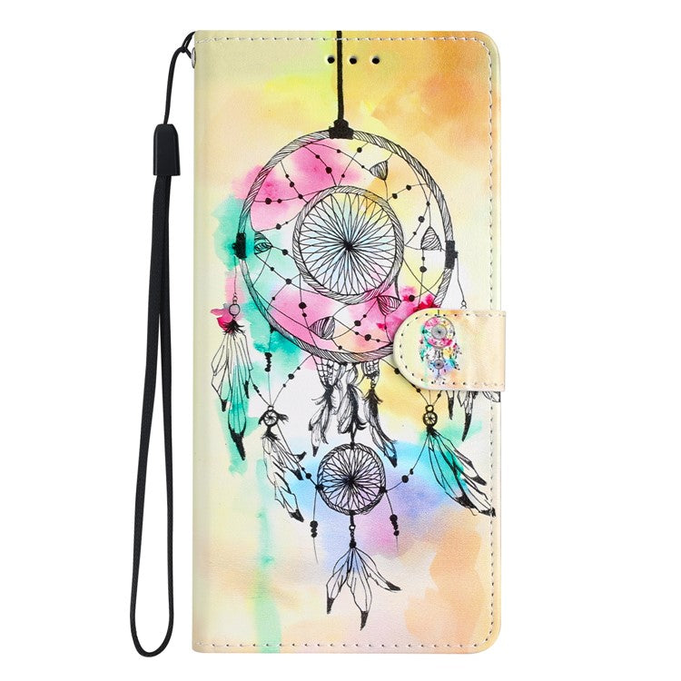 For Google Pixel 9 Pro XL Wallet Case PU Leather Pattern Printing Stand Phone Cover with Strap - Wind Chime