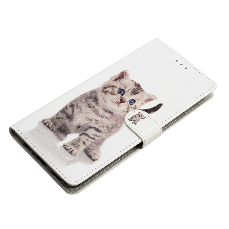 For Google Pixel 9 Pro XL Wallet Case PU Leather Pattern Printing Stand Phone Cover with Strap - Cute Cat