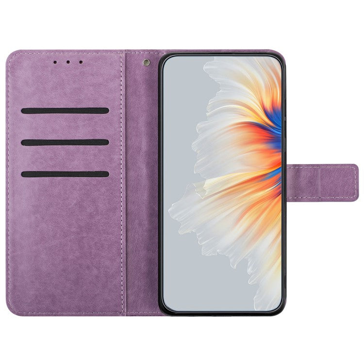 For Google Pixel 9 Pro XL Leather Case with Card Slots Mandala Pattern Phone Cover Stand - Purple