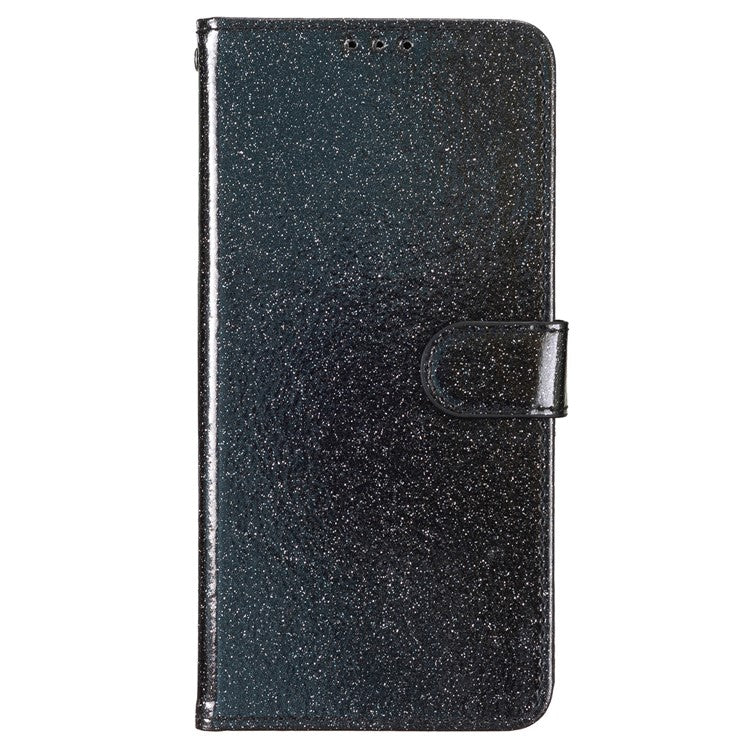 For Google Pixel 9 Pro XL Wallet Case Glitter Anti-Scratch Leather Phone Cover Stand - Black