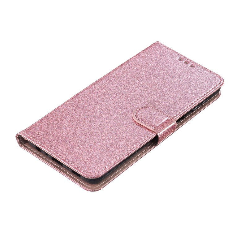 For Google Pixel 9 Pro XL Wallet Case Glitter Anti-Scratch Leather Phone Cover Stand - Rose Gold