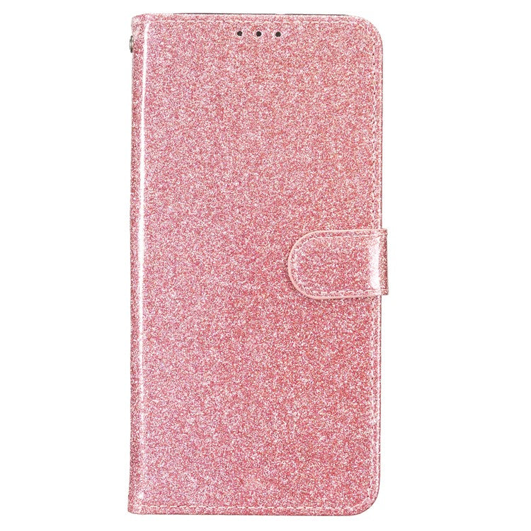 For Google Pixel 9 Pro XL Wallet Case Glitter Anti-Scratch Leather Phone Cover Stand - Rose Gold