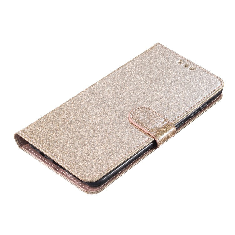 For Google Pixel 9 Pro XL Wallet Case Glitter Anti-Scratch Leather Phone Cover Stand - Gold