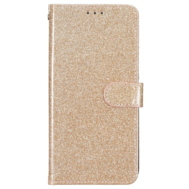 For Google Pixel 9 Pro XL Wallet Case Glitter Anti-Scratch Leather Phone Cover Stand - Gold