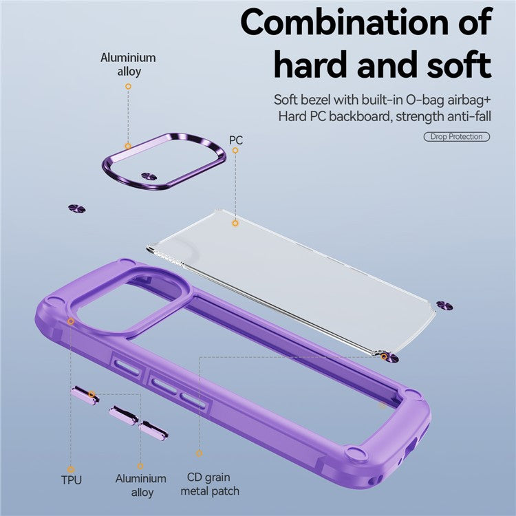 For Google Pixel 9 Pro XL Case Anti-Drop Alloy Lens Frame PC+TPU Phone Cover - Purple