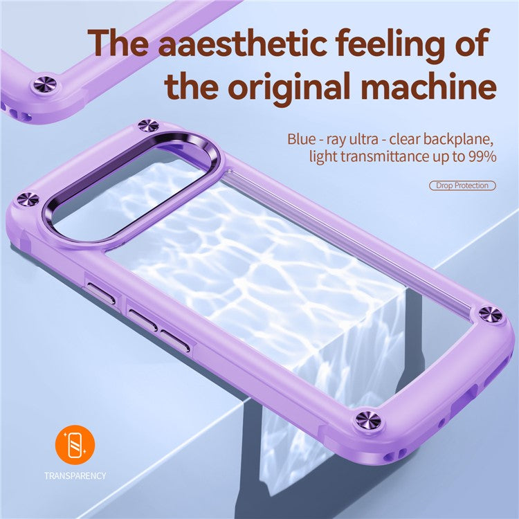 For Google Pixel 9 Pro XL Case Anti-Drop Alloy Lens Frame PC+TPU Phone Cover - Purple