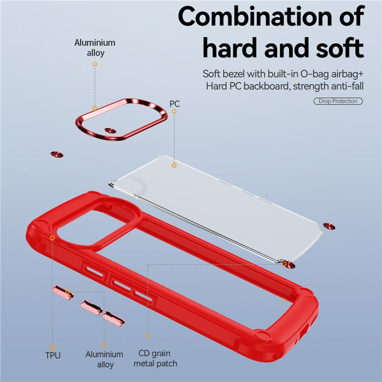 For Google Pixel 9 Pro XL Case Anti-Drop Alloy Lens Frame PC+TPU Phone Cover - Red