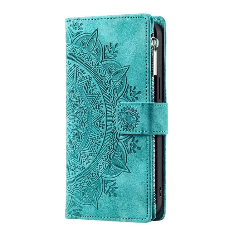 Style 006 For Google Pixel 9 Pro XL Wallet Case PU Leather Phone Cover Mandala Flower Pattern - Green