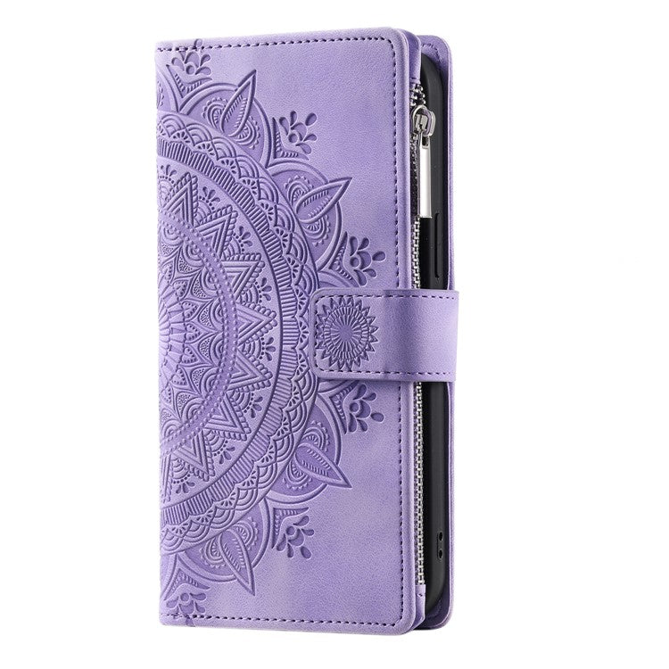 Style 006 For Google Pixel 9 Pro XL Wallet Case PU Leather Phone Cover Mandala Flower Pattern - Purple