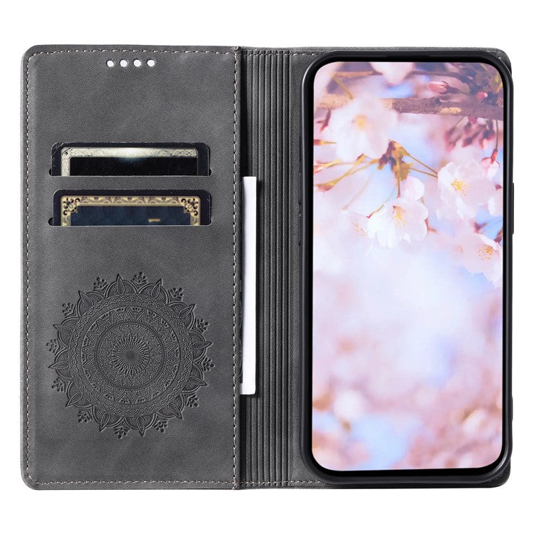 Style 010 For Google Pixel 9 Pro XL Case Mandala Pattern Magnetic Closing Leather Phone Cover - Black