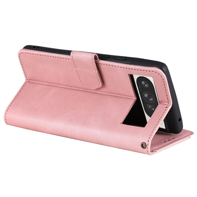 For Google Pixel 9 Pro XL Leather Case Splicing Stitching Wallet Stand Phone Cover with Strap - Pink