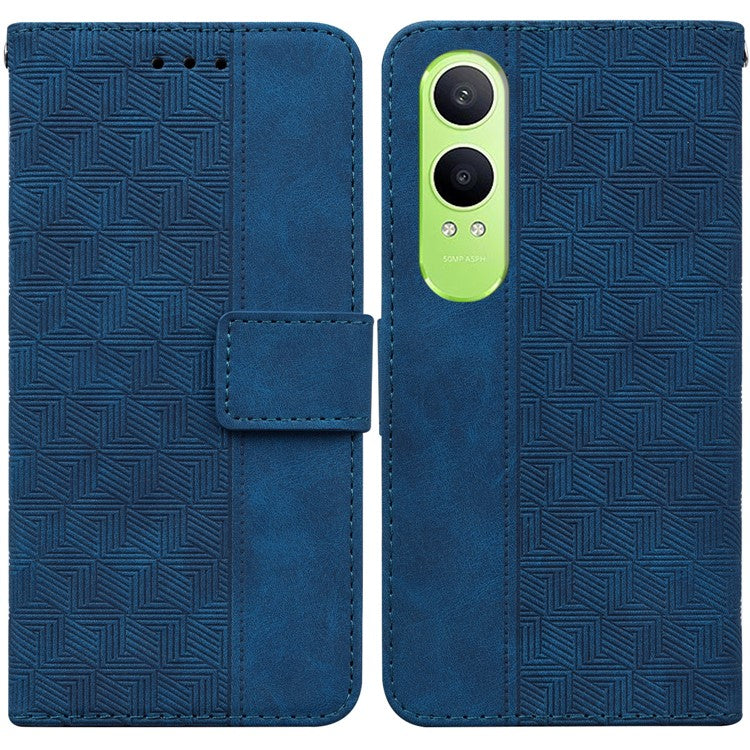 For OnePlus Nord CE4 Lite 5G Case Geometry Pattern Leather Wallet Phone Cover - Blue