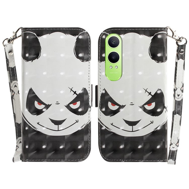 For OnePlus Nord CE4 Lite 5G Case Pattern Printing Leather Wallet Phone Cover - Angry Panda